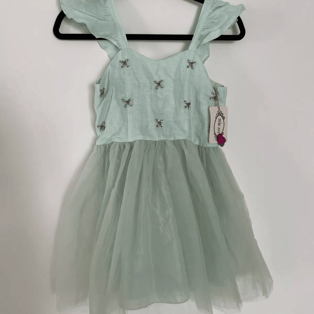 joyfolie Mia Joy Kids Girls Tulle Dress W Rhinestones Details Mint Sz 11